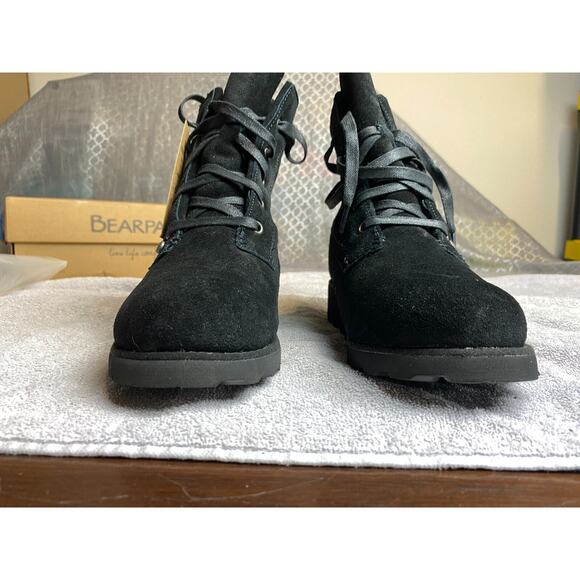 Bearpaw Krista Boots Women 9 Black Suede Waterproof Hikercore Cozycore Luxe Chic - Picture 6 of 8